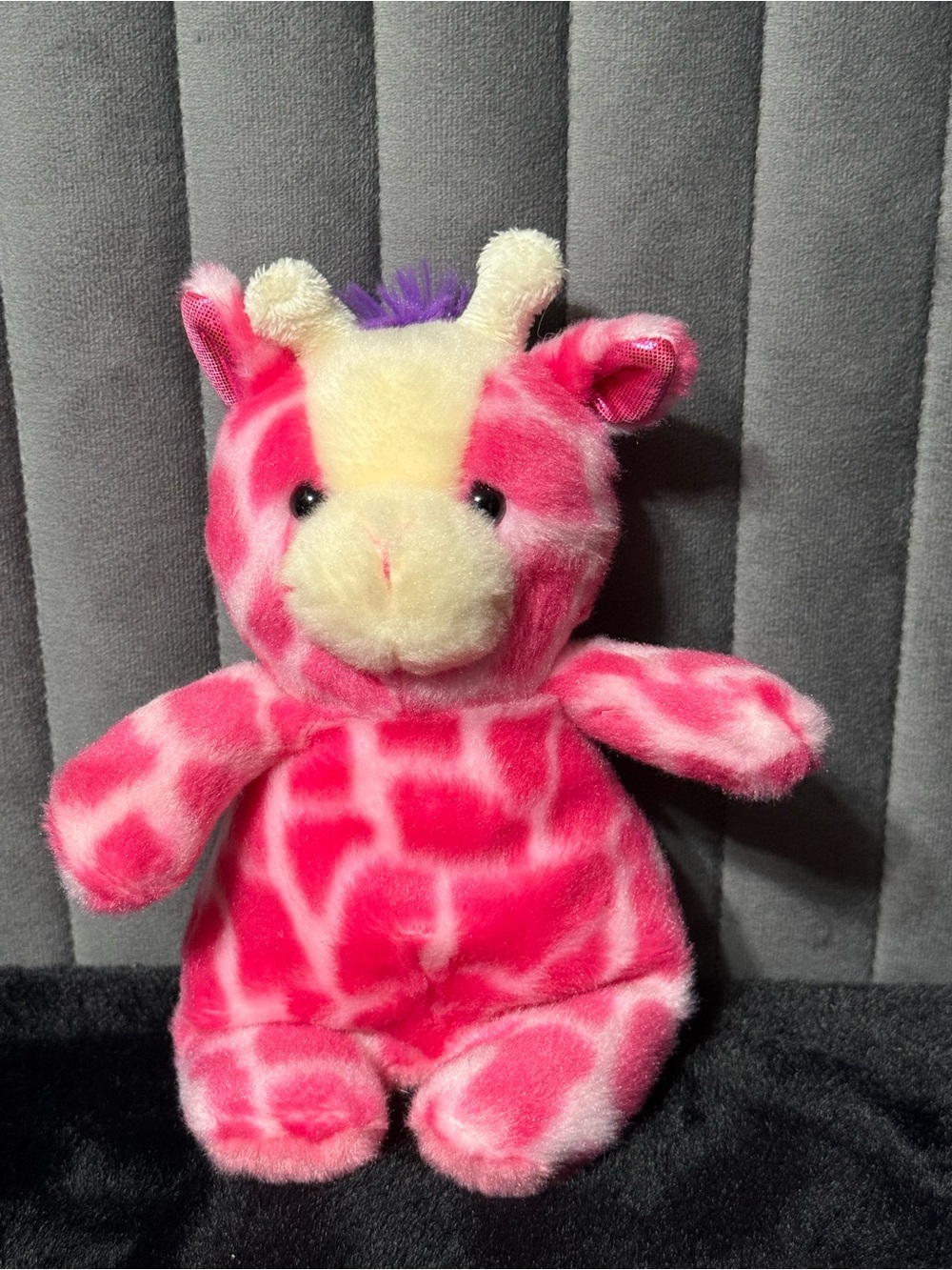 Aurora Strawberry Giraffe Plush Pink Purple Stuffed Animal Bean Bag Toy